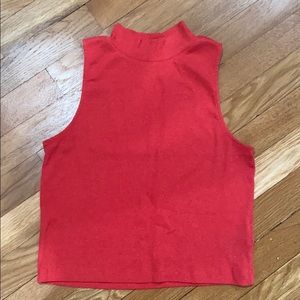 red cropped turtleneck